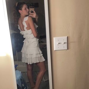 Bardot Ruffled Ivory Mini Dress